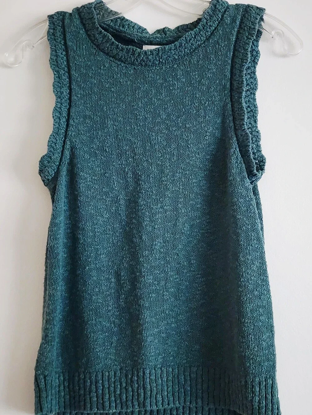J.Crew | Teal Sleeveless Knit Ruffle Sweater Tank Top | Small